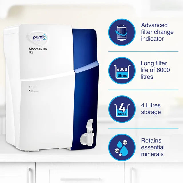 Pureit Marvella 4L UV Water Purifier with 4 Stage Purification (White/Black) (OPENBOX)