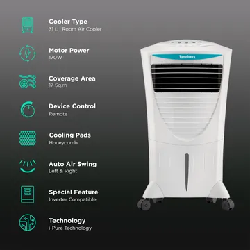Symphony Hi Cool i 31 Litres Room Air Cooler with i-Pure Technology (Touch Control Panel, White) (OPENBOX)