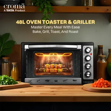 Croma 48L Oven Toaster Grill with Motorized Rotisserie (Black & Silver) (OPENBOX)