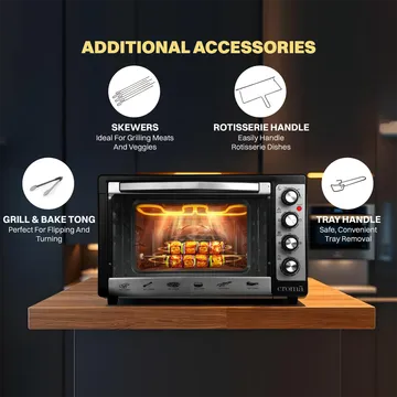 Croma 48L Oven Toaster Grill with Motorized Rotisserie (Black & Silver) (OPENBOX)