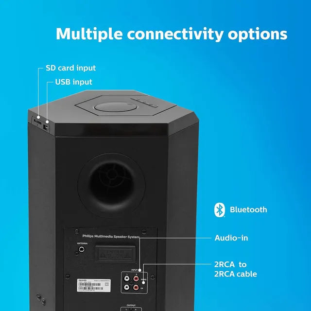 PHILIPS 80W Multimedia Speaker (High Fidelity Sound, 2.1 Channel, Black) (OPENBOX)