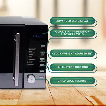 Croma 25L Convection Microwave Oven with LED Display (Black) (OPENBOX)