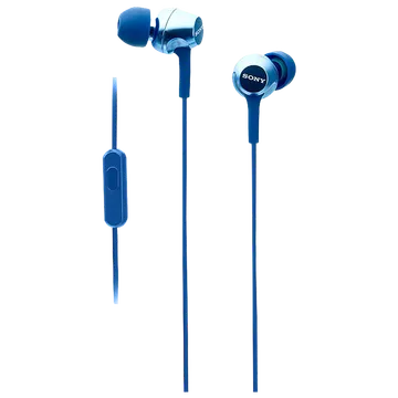 Sony MDR-EX255AP in-Ear Wired Earphones with Mic for Calls, Sound, Comfortable Fit, 12mm Driver- Blue (OPENBOX)