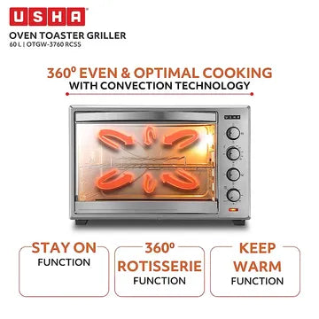 USHA 3760RCSS 60L Oven Toaster Grill with Rotisserie Function (Steel) (OPENBOX)