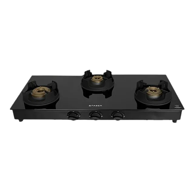 Faber Onyx 3BB BK CI Glass Top 3 Burner Manual Gas Stove (Scratch Resistance, Black) (OPENBOX)