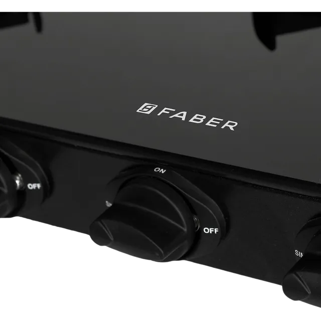 Faber Onyx 3BB BK CI Glass Top 3 Burner Manual Gas Stove (Scratch Resistance, Black) (OPENBOX)