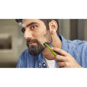 PHILIPS OneBlade Rechargeable Cordless Shaver for Face for Men (60min Runtime, Unique OneBlade Technology, Lime Green & Charcoal Grey) (OPENBOX)