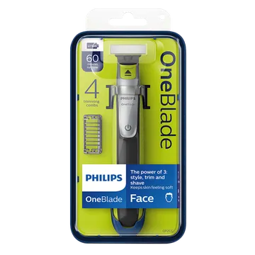 PHILIPS OneBlade Rechargeable Cordless Shaver for Face for Men (60min Runtime, Unique OneBlade Technology, Lime Green & Charcoal Grey) (OPENBOX)