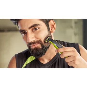 PHILIPS OneBlade Rechargeable Cordless Shaver for Face for Men (60min Runtime, Unique OneBlade Technology, Lime Green & Charcoal Grey) (OPENBOX)