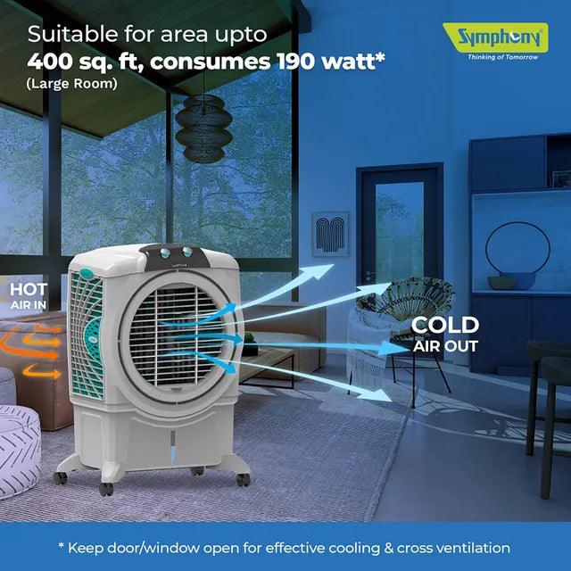 Symphony Sumo 75 XL 75 Litres Desert Air Cooler with i-Pure Technology (Powerful +Air Fan, White) (OPENBOX)