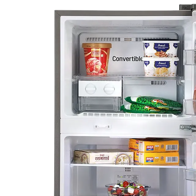 LG 240 Litres 2 Star Frost Free Double Door Convertible Refrigerator with Auto Smart Connect (GL-S292RPZY, Shiny Steel) (OPENBOX)