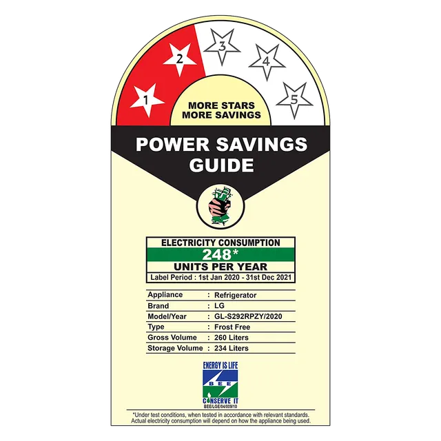 LG 240 Litres 2 Star Frost Free Double Door Convertible Refrigerator with Auto Smart Connect (GL-S292RPZY, Shiny Steel) (OPENBOX)