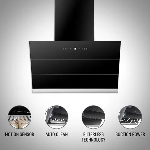 FABER ZENITH FL SC AC BK 60cm 1350m3/hr Ducted Auto Clean Wall Mounted Chimney with Touch Control (Black) (OPENBOX)
