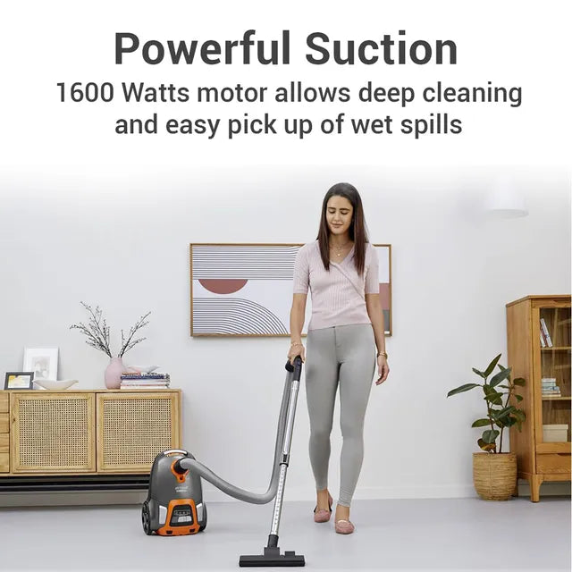 EUREKA FORBES Stellar 1600W Dry Vacuum Cleaner with Suction & Blower Function (LED Vario Power, Orange & Black) (OPENBOX)