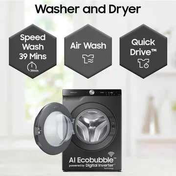 SAMSUNG 10.5/7 kg Inverter Fully Automatic Front Load Washer Dryer (WD10T704DBX/TL, AI Control Display, Inox) (OPENBOX)