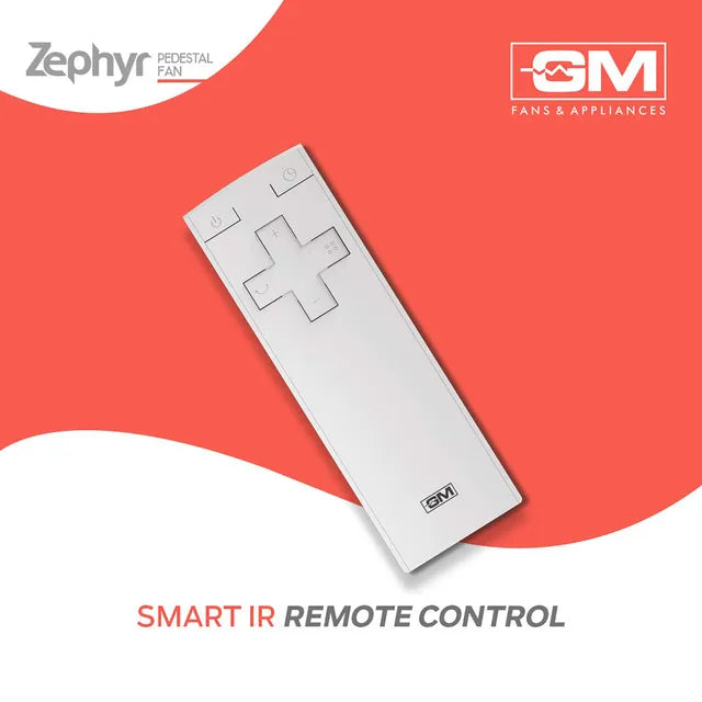 GM Zephyr 300mm 9 Blade BLDC Motor Pedestal Fan with Remote (Rust Resistant, White) (OPENBOX)