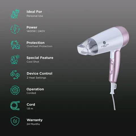 Carlton London Hair Dryer 1400W (102SHC14) (OPENBOX)