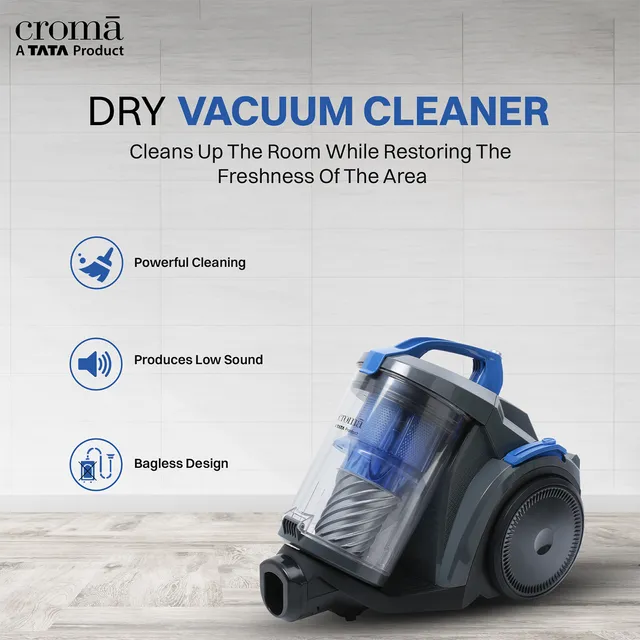 Croma 2200W Dry Vacuum Cleaner with Multi Cyclonic Technology (Auto Cord Winder, Blue) (OPENBOX)
