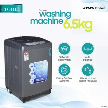 Croma 6.5 kg 5 Star Fully Automatic Top Load Washing Machine (CRLWMD701STL65, Fuzzy Control, Grey) (OPENBOX)
