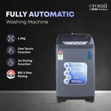 Croma 6.5 kg 5 Star Fully Automatic Top Load Washing Machine (CRLWMD701STL65, Fuzzy Control, Grey) (OPENBOX)
