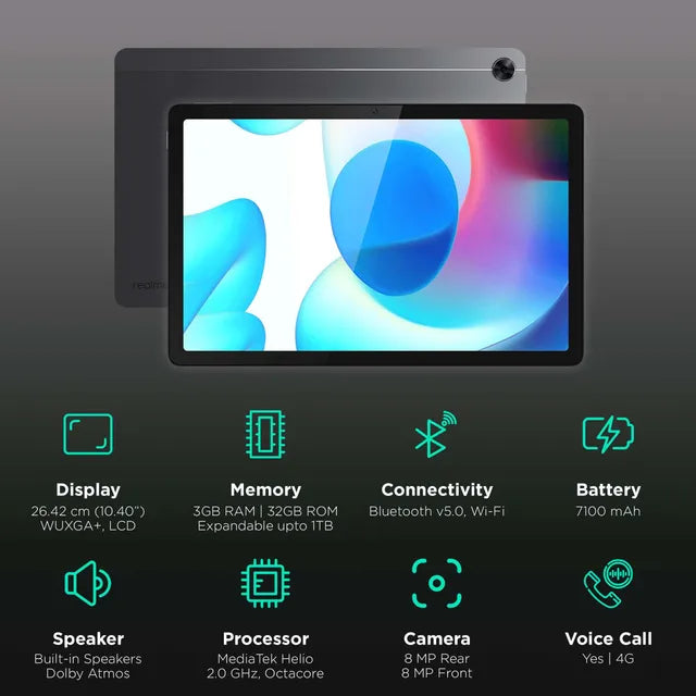 realme Pad Wi-Fi+4G Android Tablet (10.4 Inch, 3GB RAM, 32GB ROM, Grey) (OPENBOX)