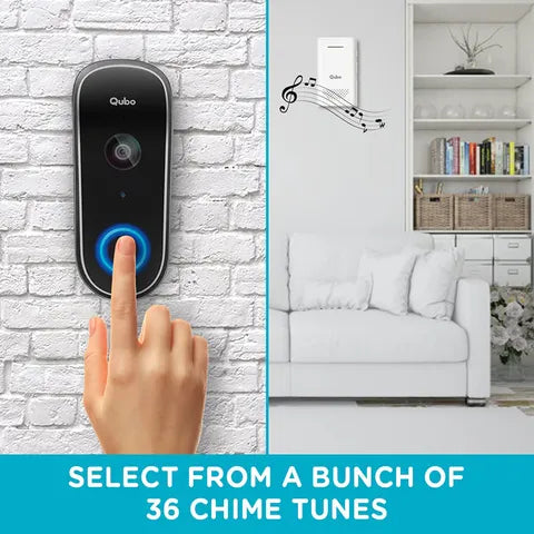 Qubo Wireless Video Door Bell (Person Detection, HCD01, Black) (OPENBOX)