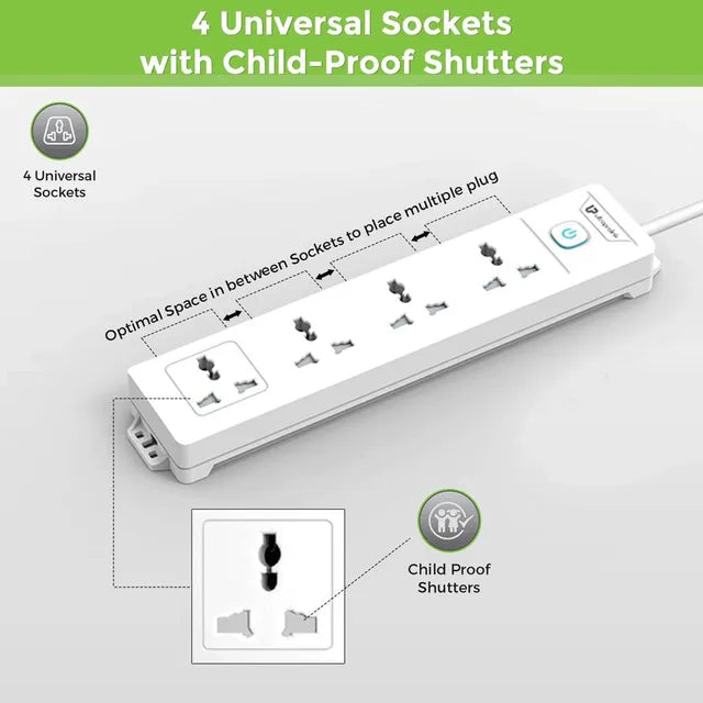 ULTRAPROLINK Surge Shield 10000 Amps 4 Sockets Surge Protector (2 Meters, Fire Retardant Material, UM1047, White) (OPENBOX)