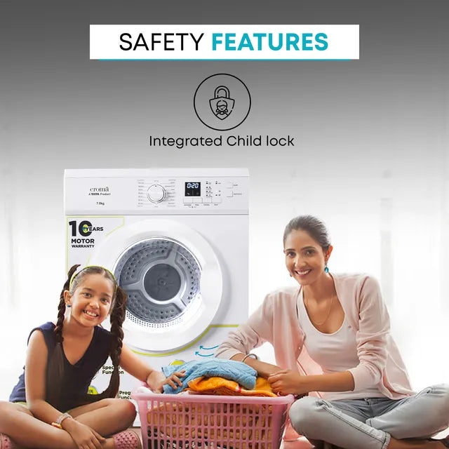 Croma 7 kg Fully Automatic Front Load Dryer (Fixed Frequency Motor, White) (OPENBOX)