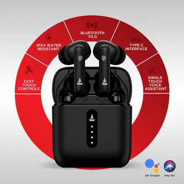 boAt Airdopes 148 TWS Earbuds with Environmental Noise Cancellation (IPX4 Sweat & Water Resistant, 42 Hours Playtime, Black) (OPENBOX)