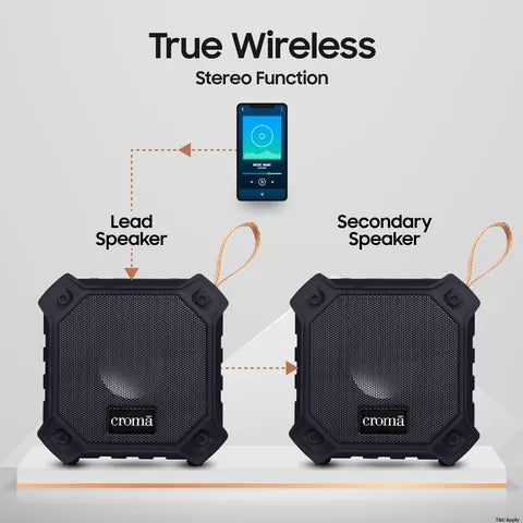 Croma 5W Portable Bluetooth Speaker (IPX7 Waterproof, High Bass, Black) (OPENBOX)
