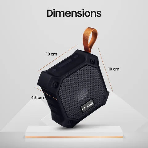 Croma 5W Portable Bluetooth Speaker (IPX7 Waterproof, High Bass, Black) (OPENBOX)