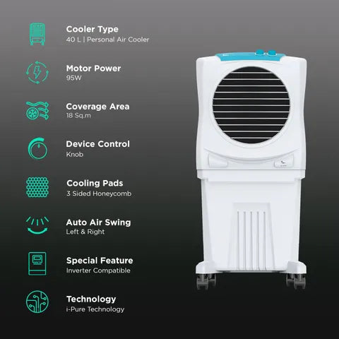 Symphony Sumo 40 XL 40 Litres Desert Air Cooler with Whisper-Quiet Operation (Cool Flow Dispenser, White) (OPENBOX)