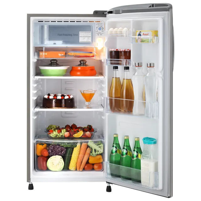 LG 185 Litres 3 Star Direct Cool Single Door Refrigerator with Stabilizer Free Operation (GL-B201APZD, Shiny Steel) (OPENBOX)