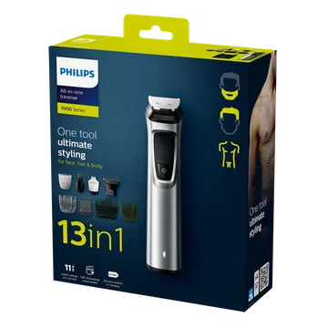 PHILIPS Series 7000 13-in-1 Rechargeable Cordless Grooming Kit for Face, Hair & Body for Men (120min Runtime, DualCut Technology, Silver) (OPENBOX)