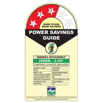 Hitachi 1.5 Ton 3 Star Split AC - Gold, White (RSOG318HFDO, Copper Condenser) (OPENBOX)