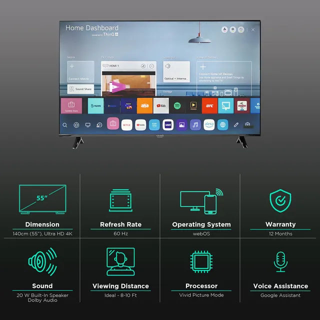 Croma 140 cm (55 inch) 4K Ultra HD LED WebOS TV with Google Assistant (OPENBOX)