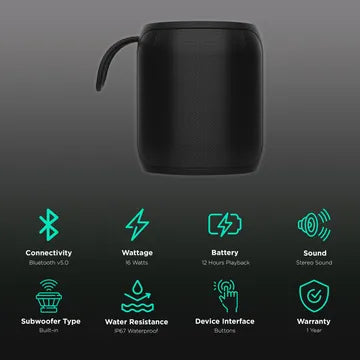 Croma 16W Portable Bluetooth Speaker (IP67 Waterproof, 12 Hours Playtime (OPENBOX)