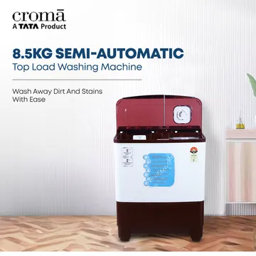 Croma 8.5 kg 5 Star Semi Automatic Washing Machine with Active Soak Function (CRLW085SMF231002, Burgundy) (OPENBOX)