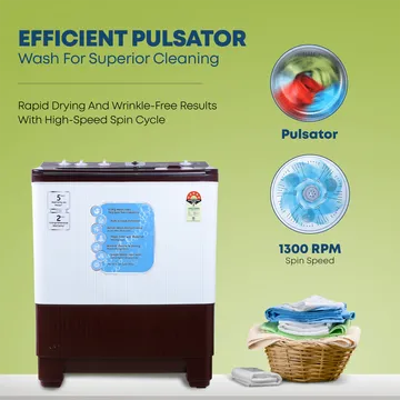 Croma 8.5 kg 5 Star Semi Automatic Washing Machine with Active Soak Function (CRLW085SMF231002, Burgundy) (OPENBOX)