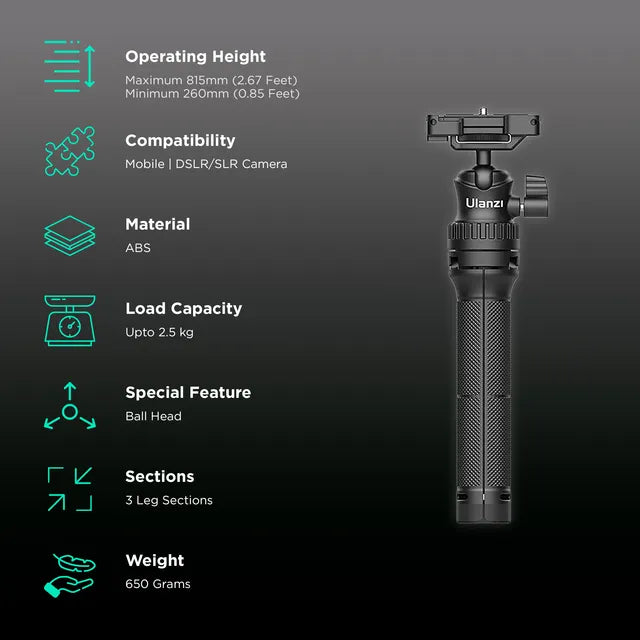 HIFFIN HF-34 81.5cm Adjustable Tripod for Mobile and Camera (2 in 1, Black) (OPENBOX)