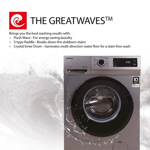 Toshiba 7.5 kg Fully Automatic Front Load Washing Machine (TW-BJ85S2, Silver) (OPENBOX)