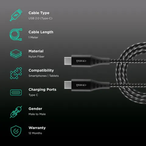 Croma Type-C Braided Cable (CRSP3AMCCA258903) (OPENBOX)