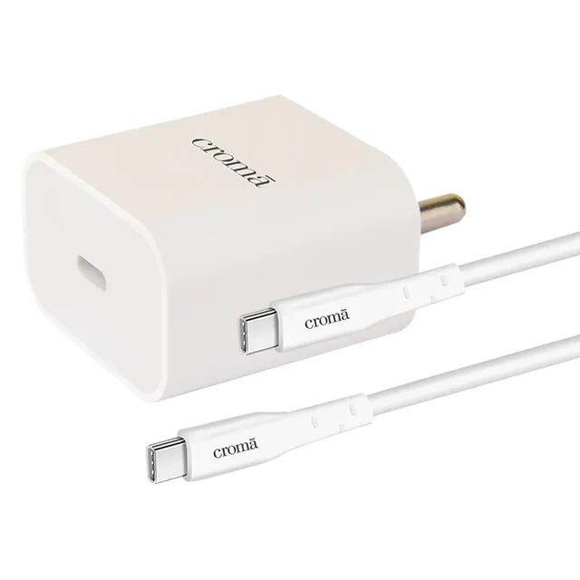 Croma 20W Type C Fast Charger (Type c to type c cable included, Apple compatible, white) (OPENBOX)