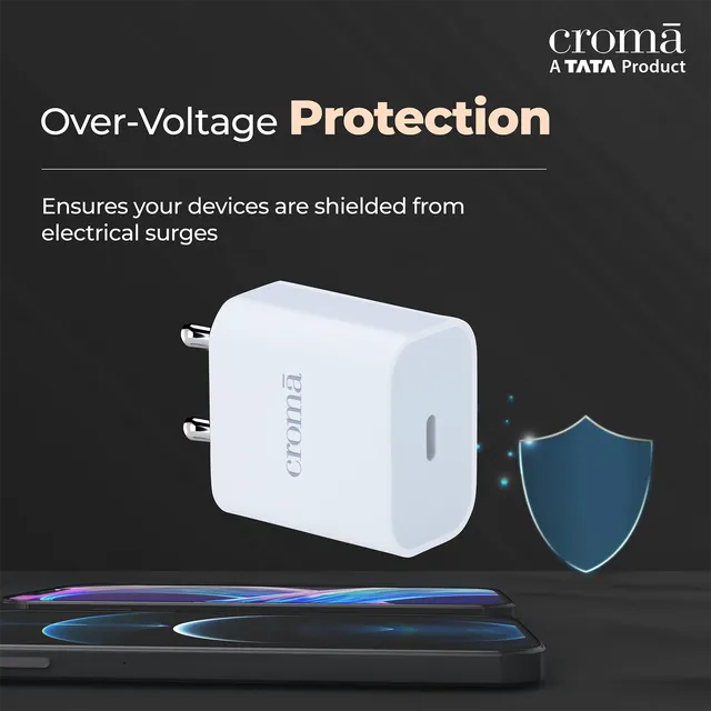 Croma 20W Type C Fast Charger (Type c to type c cable included, Apple compatible, white) (OPENBOX)