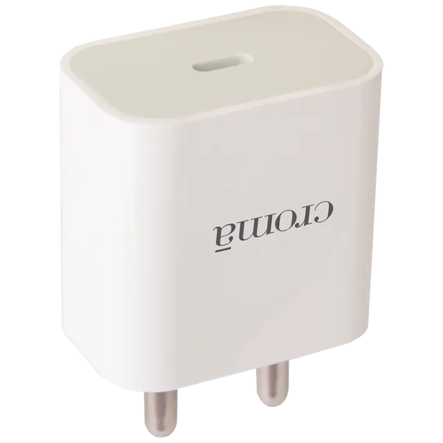 Croma 20W Type C Fast Charger (Type c to type c cable included, Apple compatible, white) (OPENBOX)