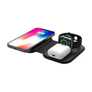 Croma 15W 3-in-1 Wireless Charger for iPhone 14, 14 Pro, 15, 15 Pro, iWatch 4, 5, 6, 7, 8 & AirPods 2, 3, Pro (Qi Compatible, Apple Compatible, Black) (OPENBOX)