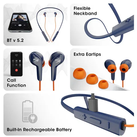 Zebronics Zeb-Yoga 4 Bluetooth Neckband (Blue) (OPENBOX)