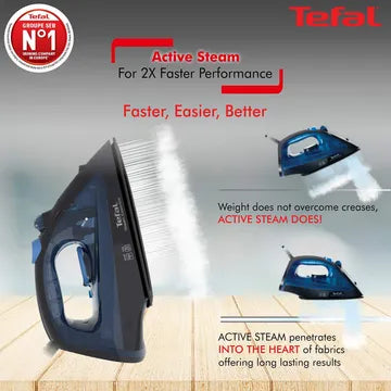 Tefal Steam Essential 1200 Watts 150ml Steam Iron Anti-Calc Feature, FV1028O1 (OPENBOX)