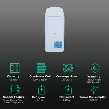 Croma 1.5 Ton Portable AC (Dust Filter, Copper Condenser, CRLA018PAA025801) (OPENBOX)