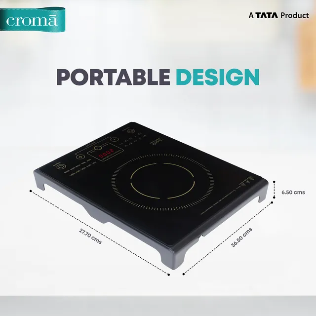 Croma 2000W Induction Cooktop with 5 Preset Menus (OPENBOX)